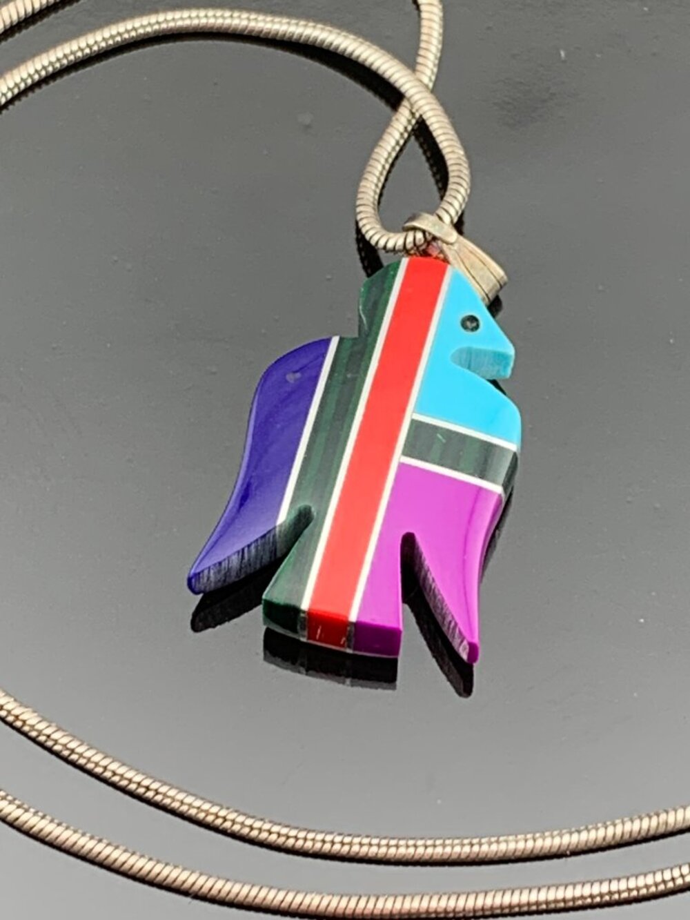 Handcrafted Stone Inlay Bird Native American Necklace Pendant J1456 - Picture 4 of 6